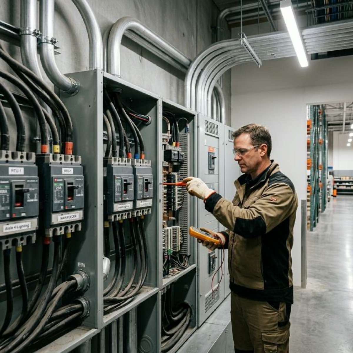 AJ Long Electric commercial electrician working in a Fairfax, Virginia business