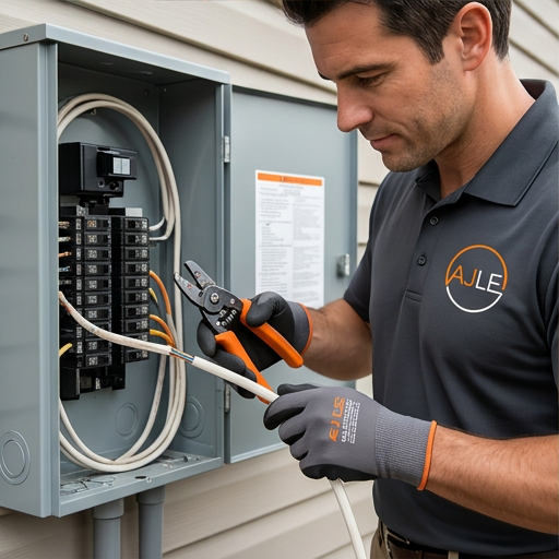 Close-up of an electrician working inside an electrical panel where loose connections are a common cause of buzzing switches