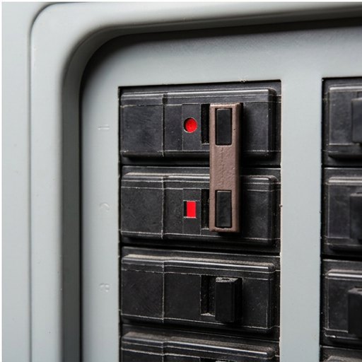 Tripped circuit breaker with red indicator — the first place to check when one room loses power