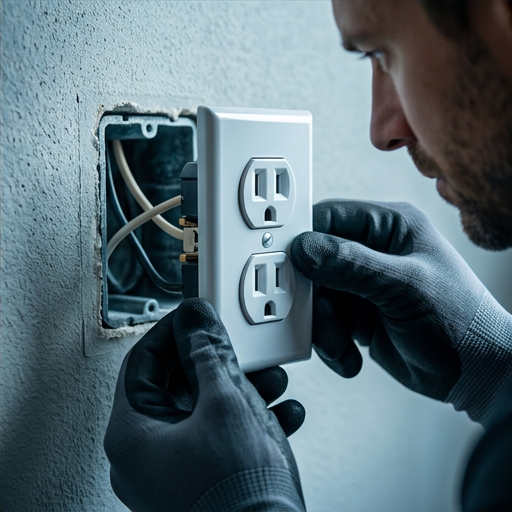Close-up of a residential electrical outlet installation, the most common solution when a room needs additional outlets