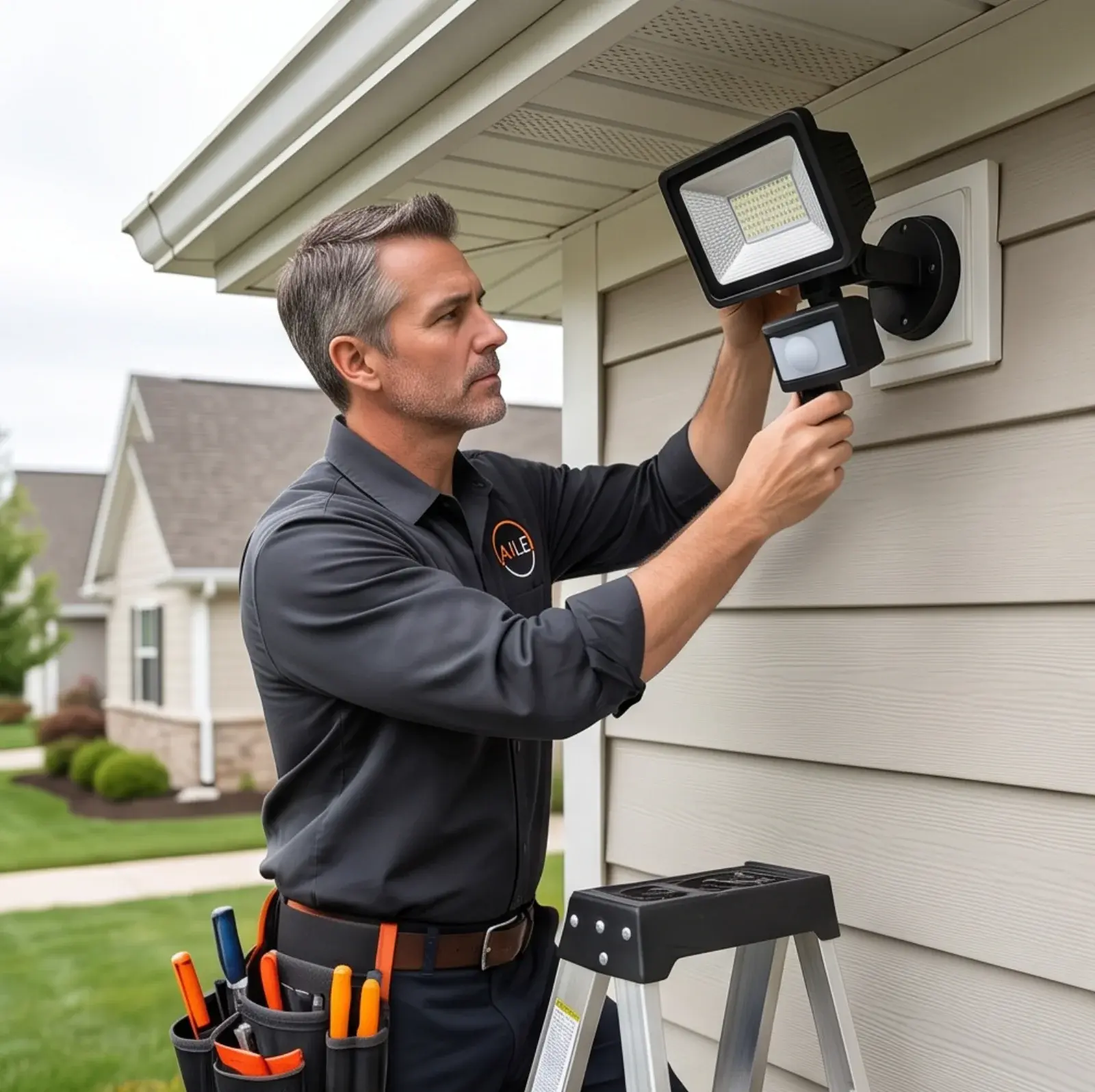 AJ Long Electric electrician performing motion sensor lighting