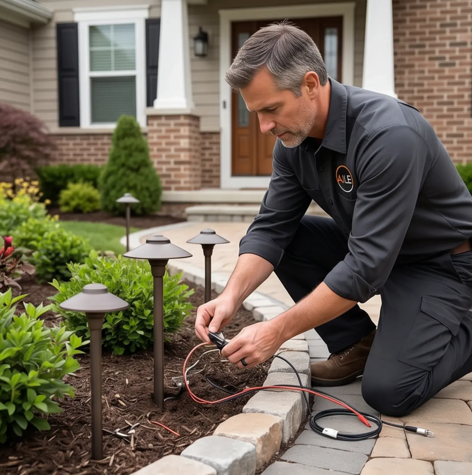 AJ Long Electric electrician performing outdoor lighting