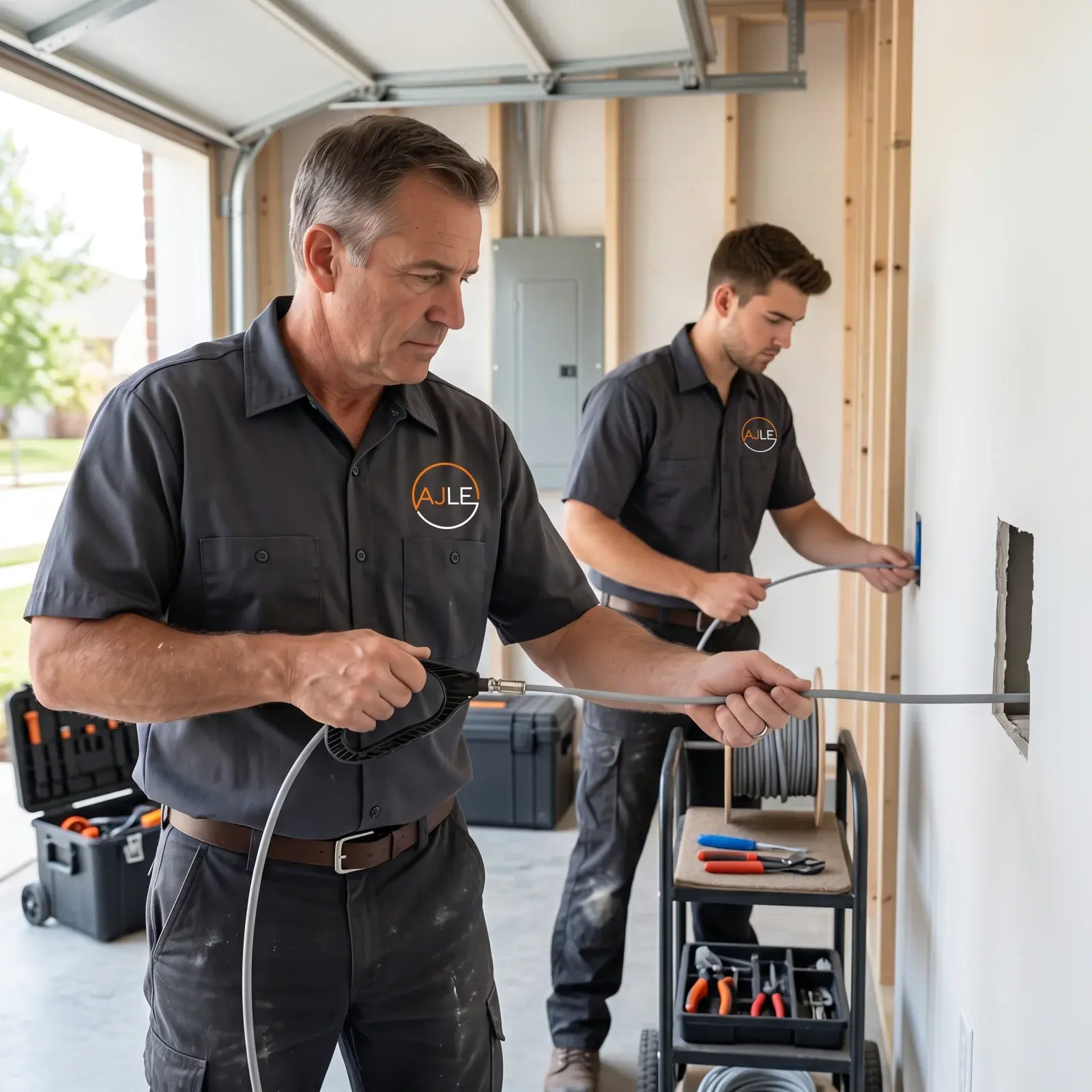 AJ Long Electric electrician performing dedicated circuit installation