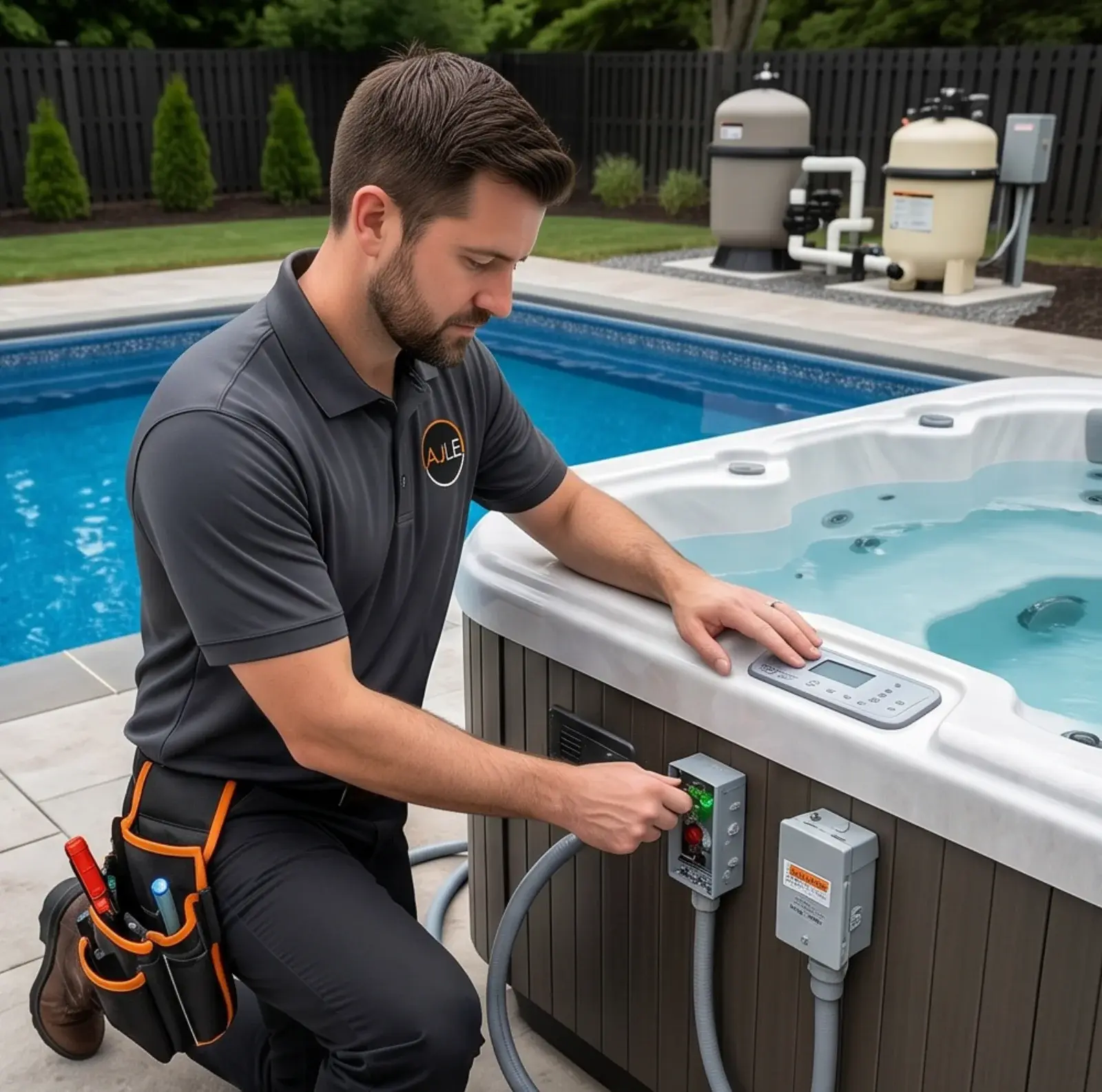 AJ Long Electric electrician performing pool & hot tub wiring