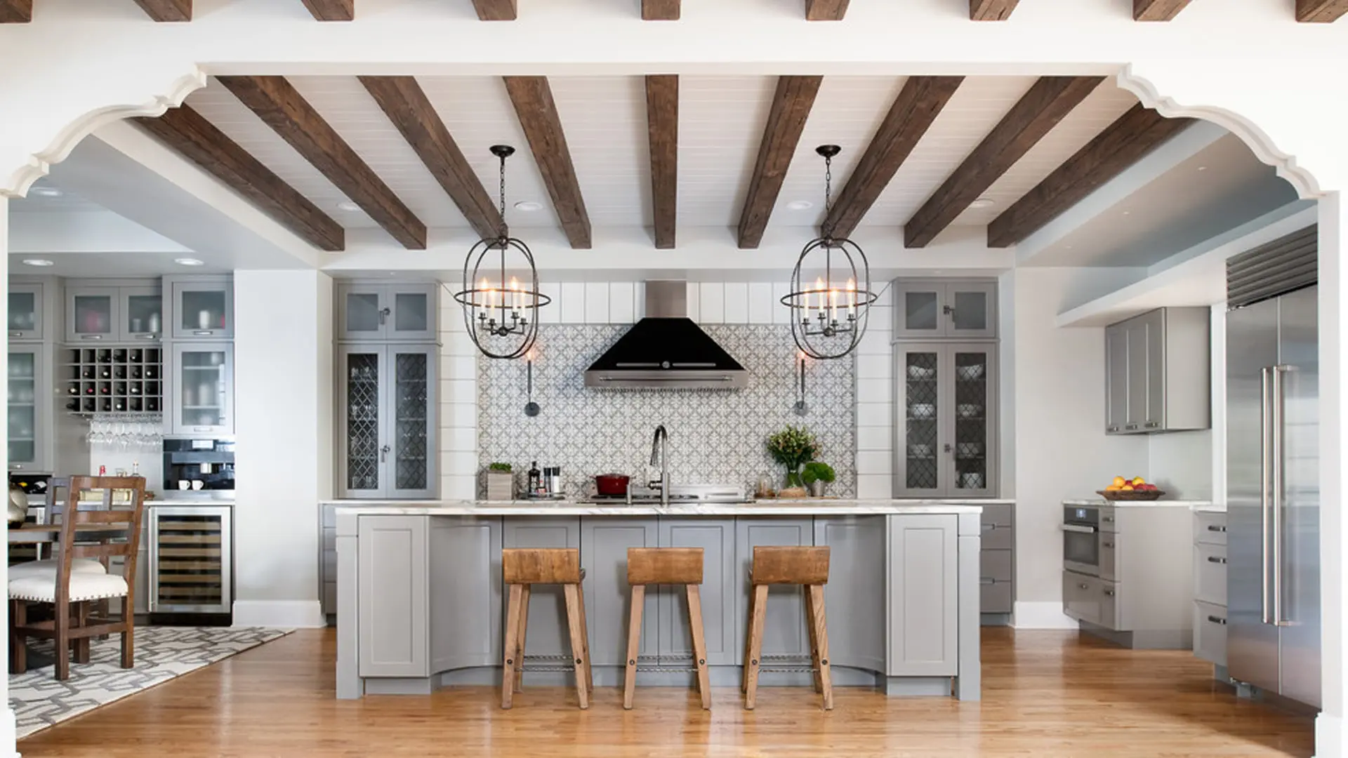 Modern farmhouse lighting installation in Ballston VA by AJ Long Electric licensed electrician